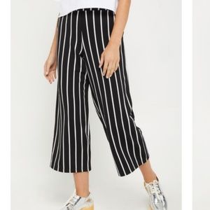 Pencil Striped Crepe Wide Leg Pants